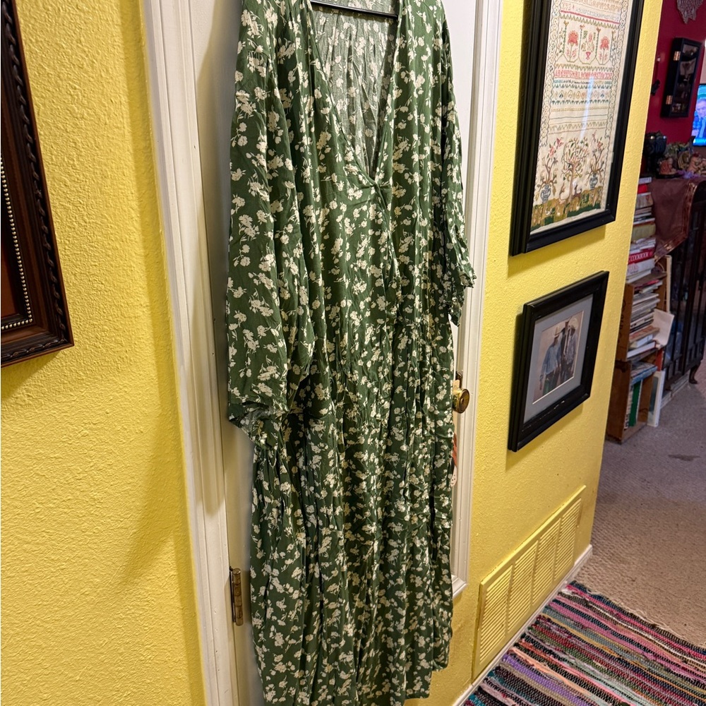 Green Floral Maxi Dress bloomchic 30w